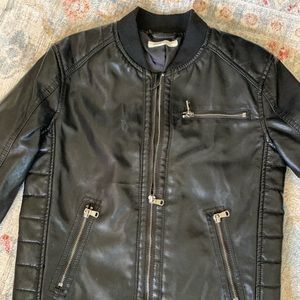 Boys Black Faux Leather Jacket